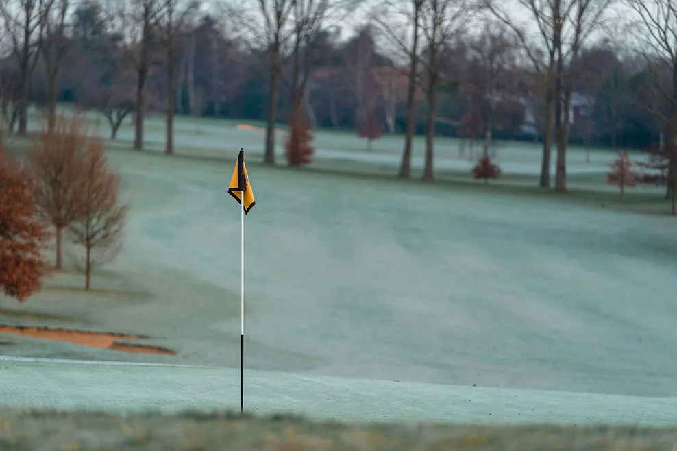 An empty golf course in winter