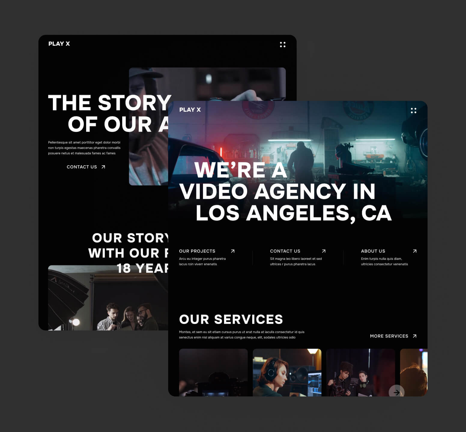 Play X - 17 Pages Included - Video Production Agency Webflow Template