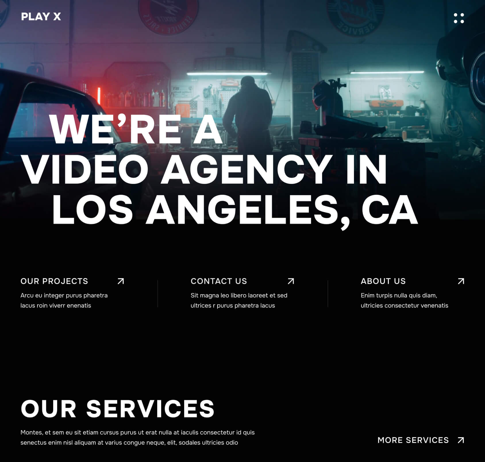 Play X - Home Page - Video Production Agency Webflow Template