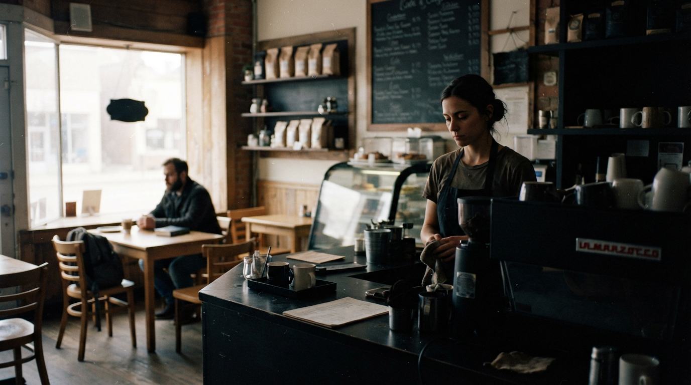 A cafe operating during a power disruption