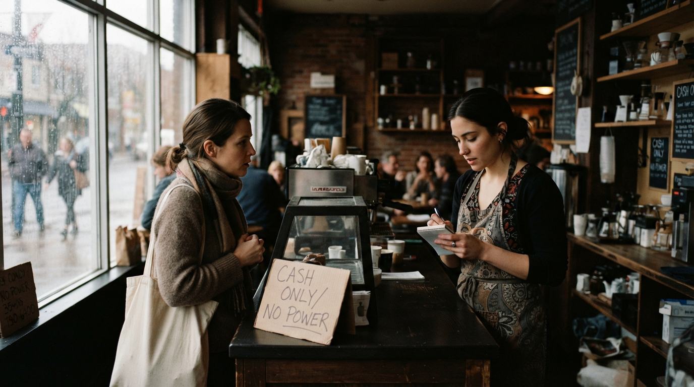 A cafe handling a power outage