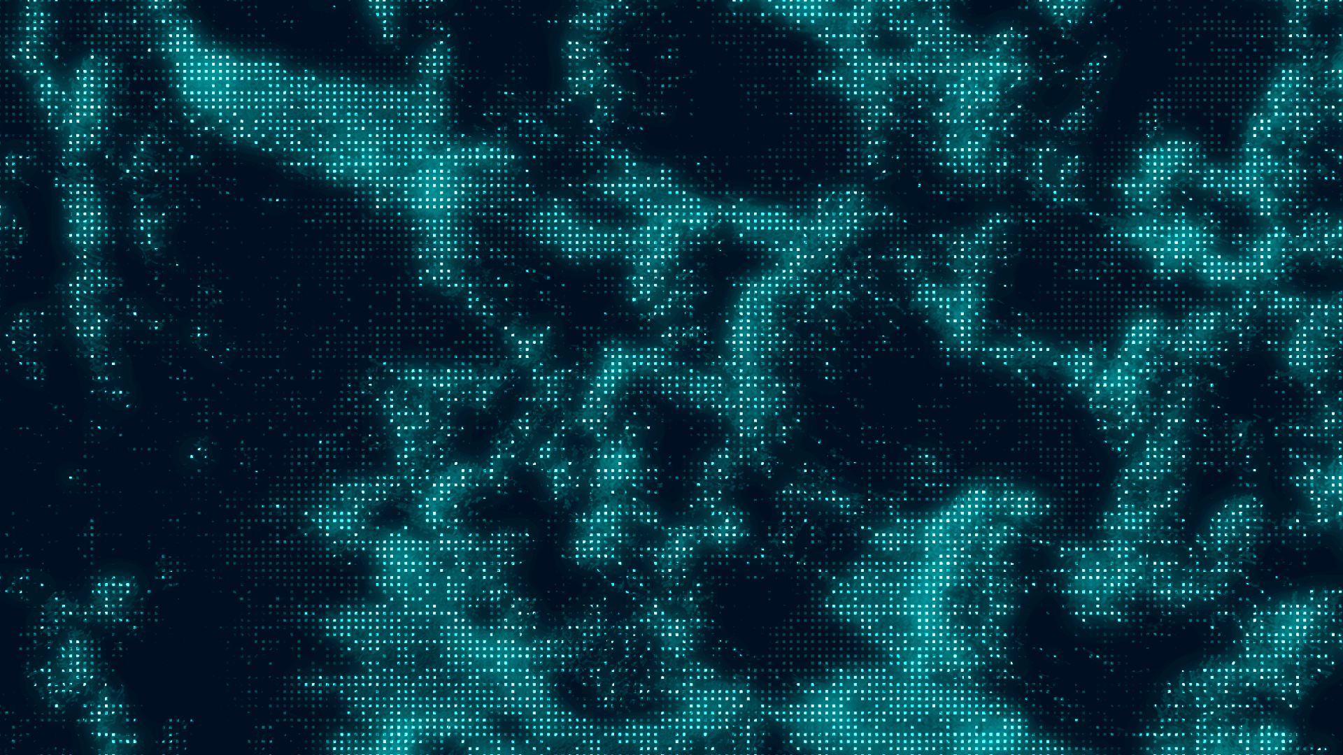 Abstract digital background with glowing turquoise dots forming a grid over dark wavy patterns.