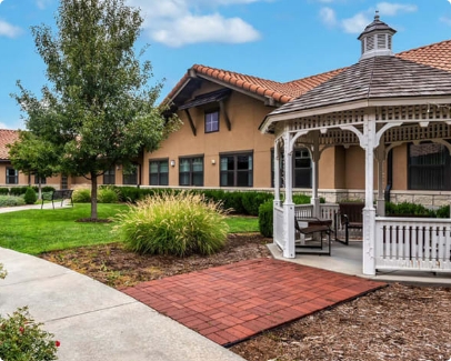 Memory care garden exterior view