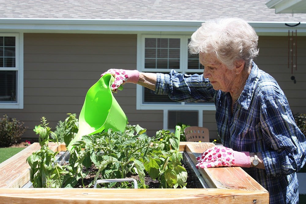 Memory care resident enjoying activity