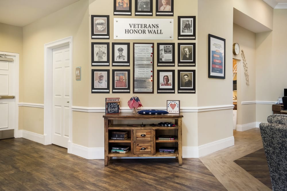 Veterans Wall at Liberty Place Memory Care in West Chester, Ohio