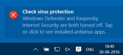 No Virus Protection Notification