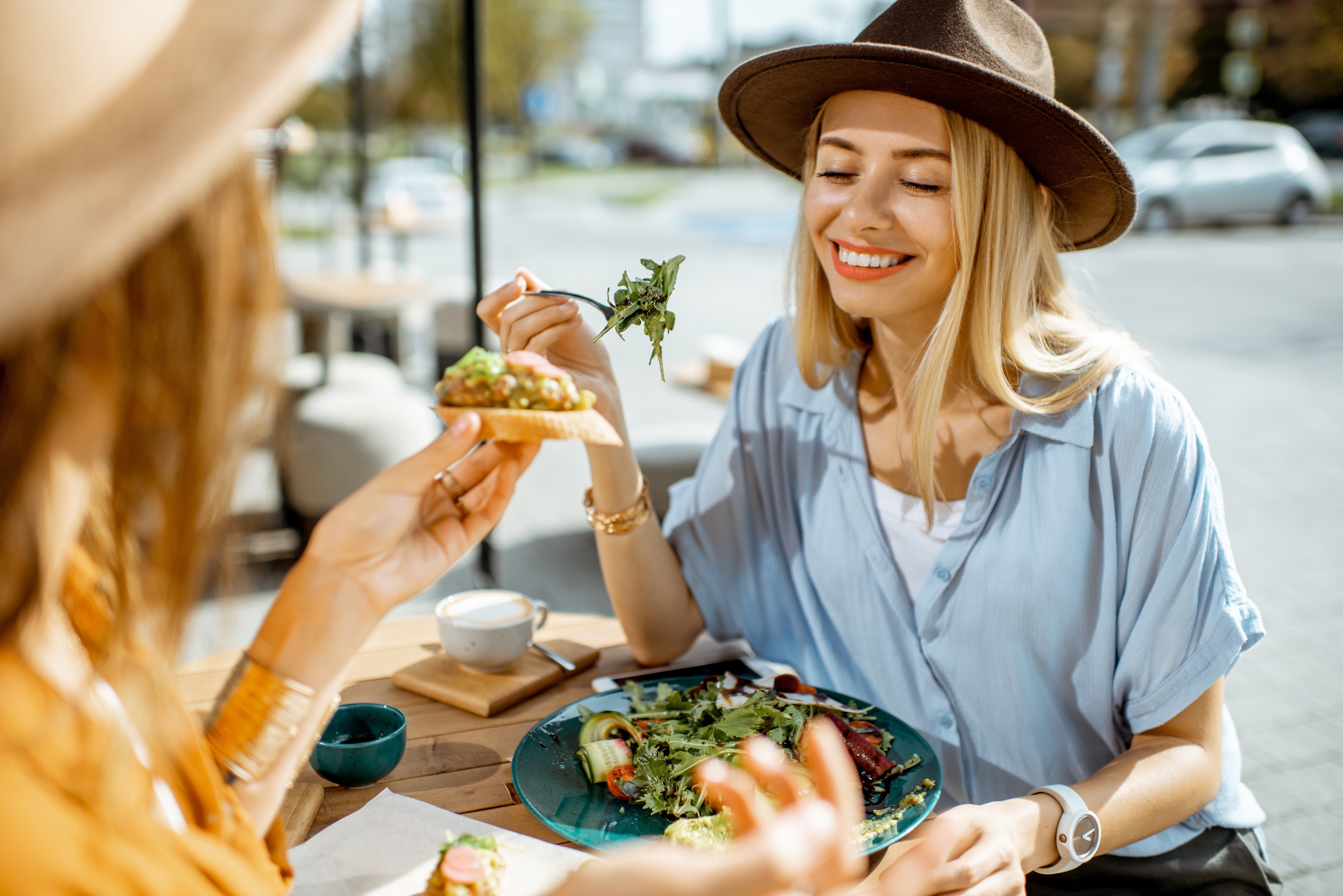 Women out to eat stock image
