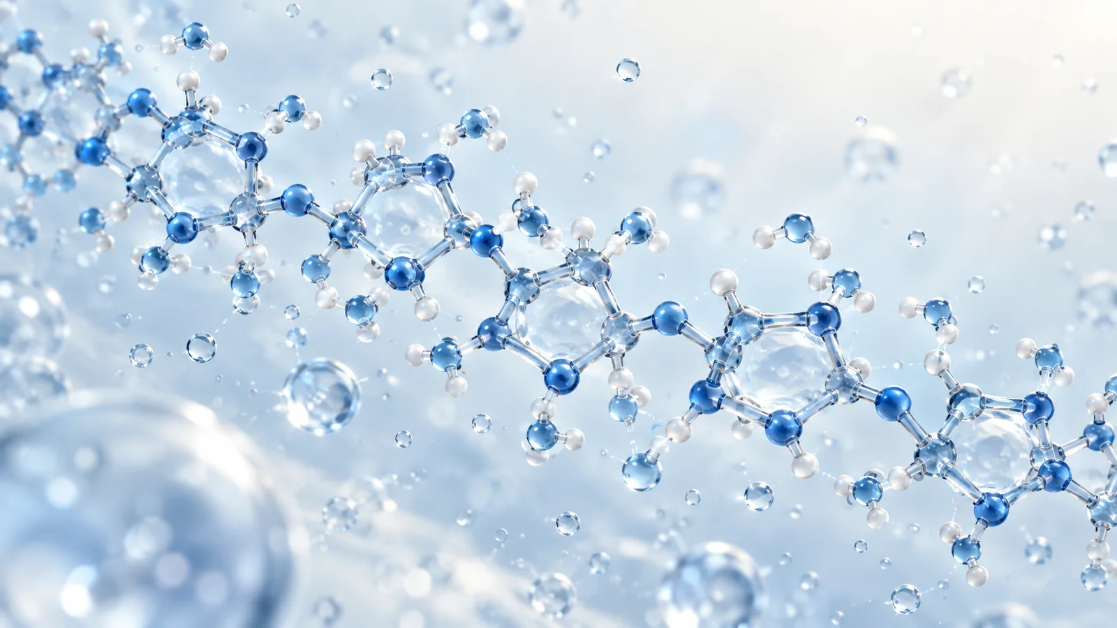 Hyaluronic acid molecules in suspension, the gel used in dermal filler injections