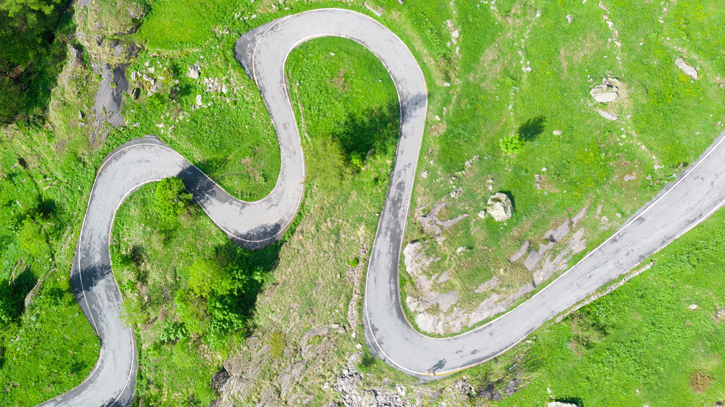 Winding road through a scenic landscape