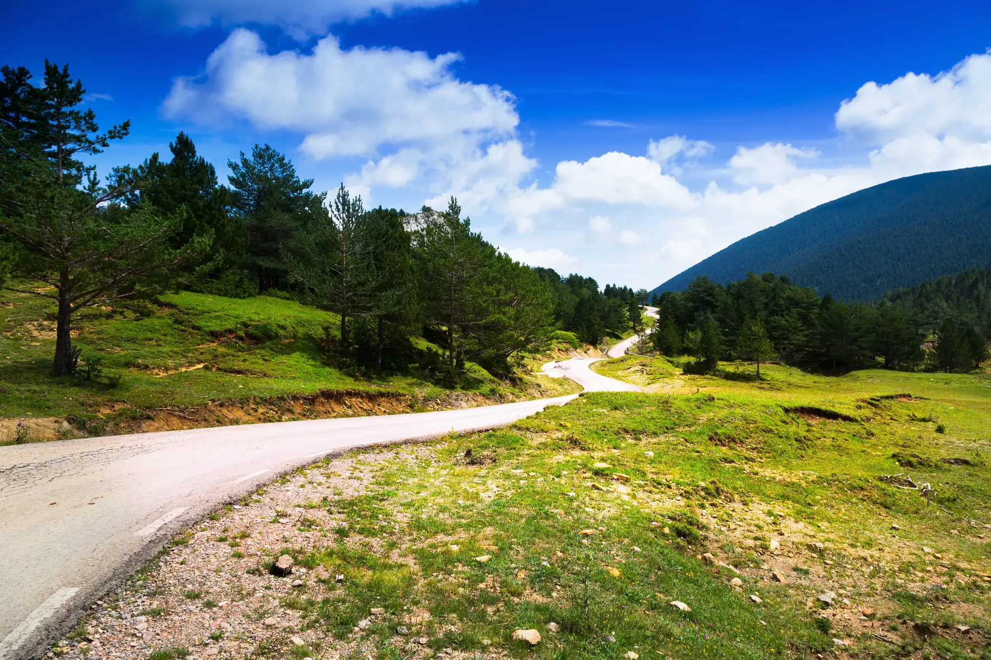 Winding road through a scenic landscape