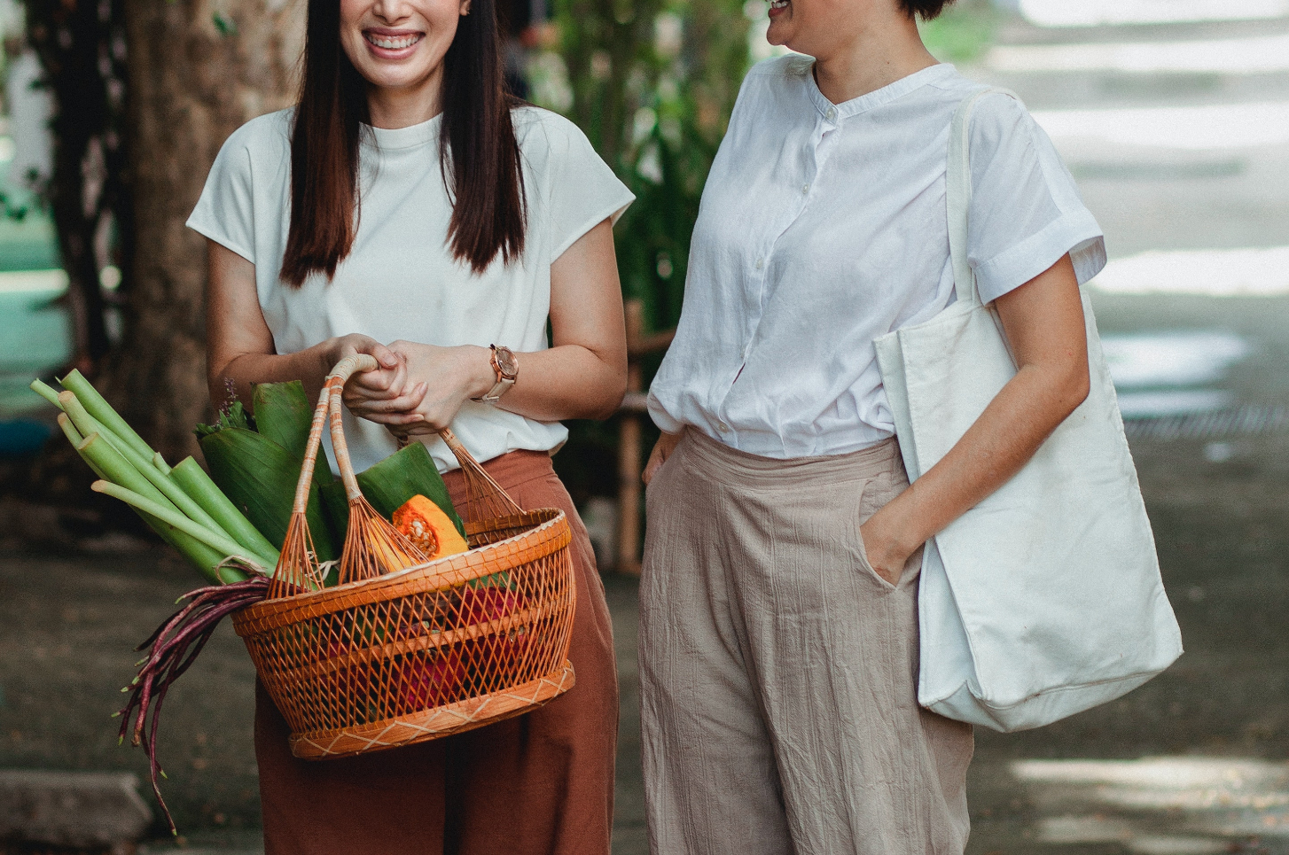 Couple with baskets stock image