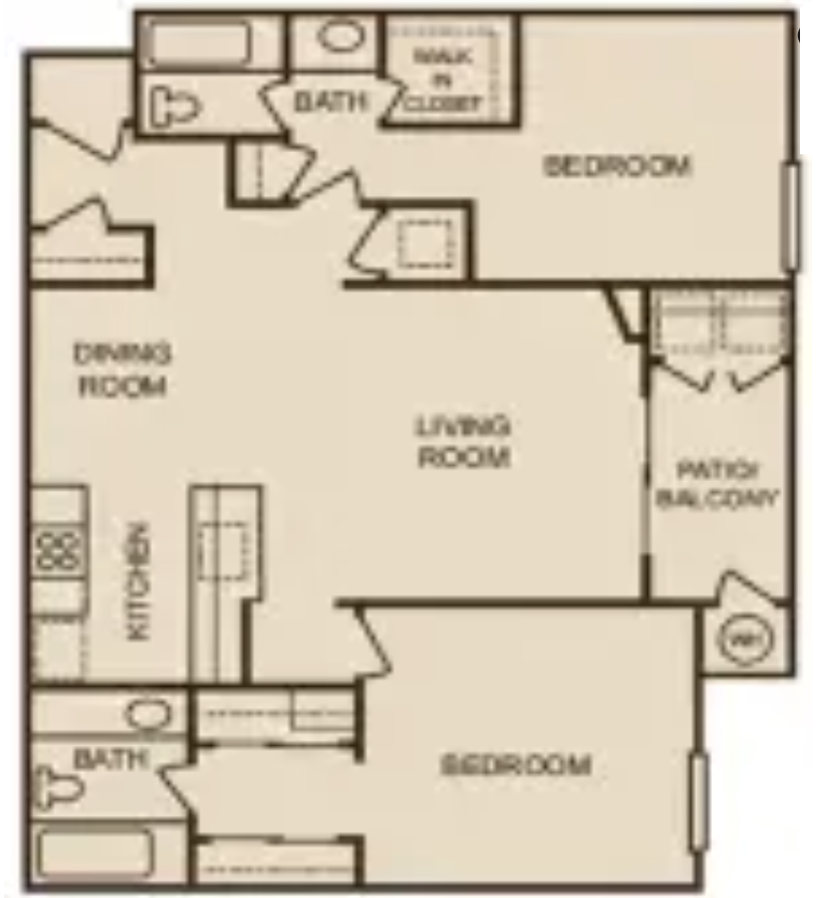 2 bed 2 bath floor plan layout
