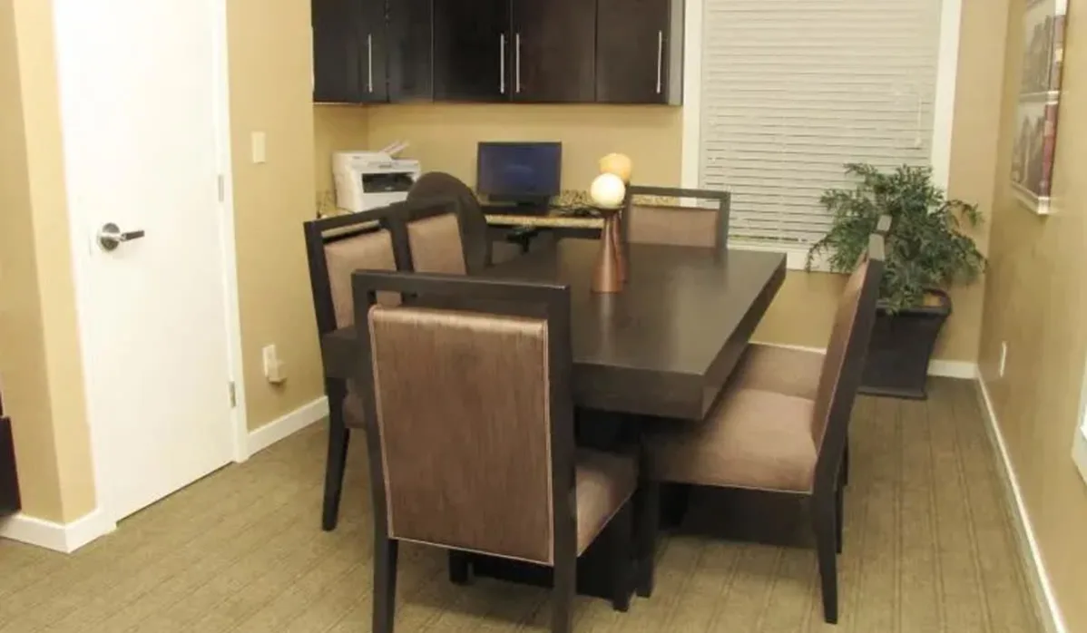 Dining area with chairs and table