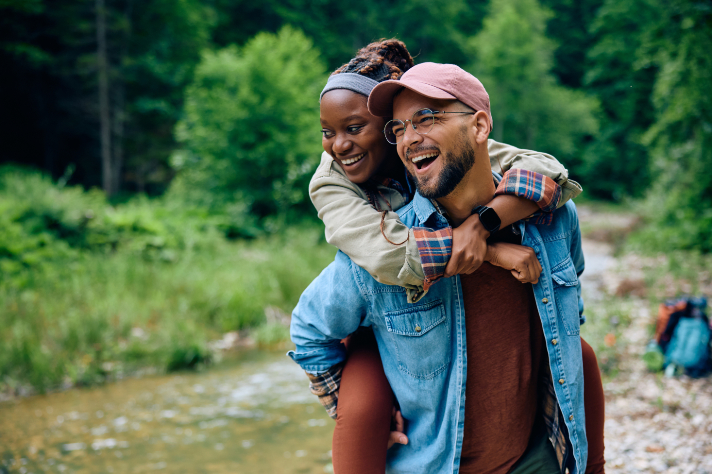 Couple walking outdoors stock image