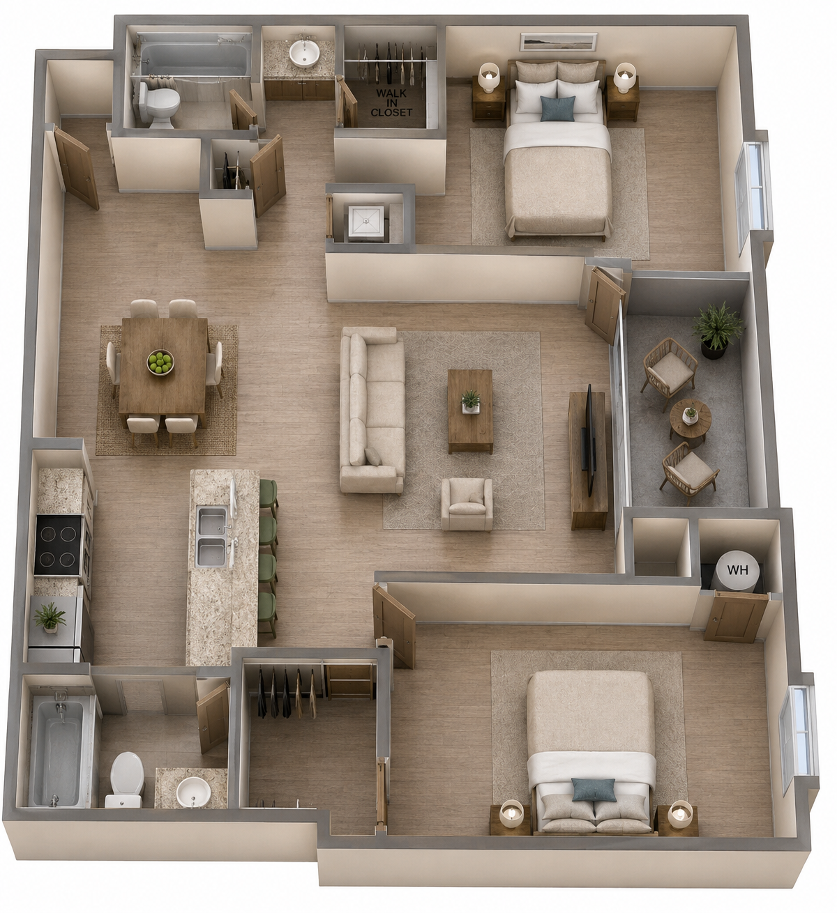 2x2 floor plan layout