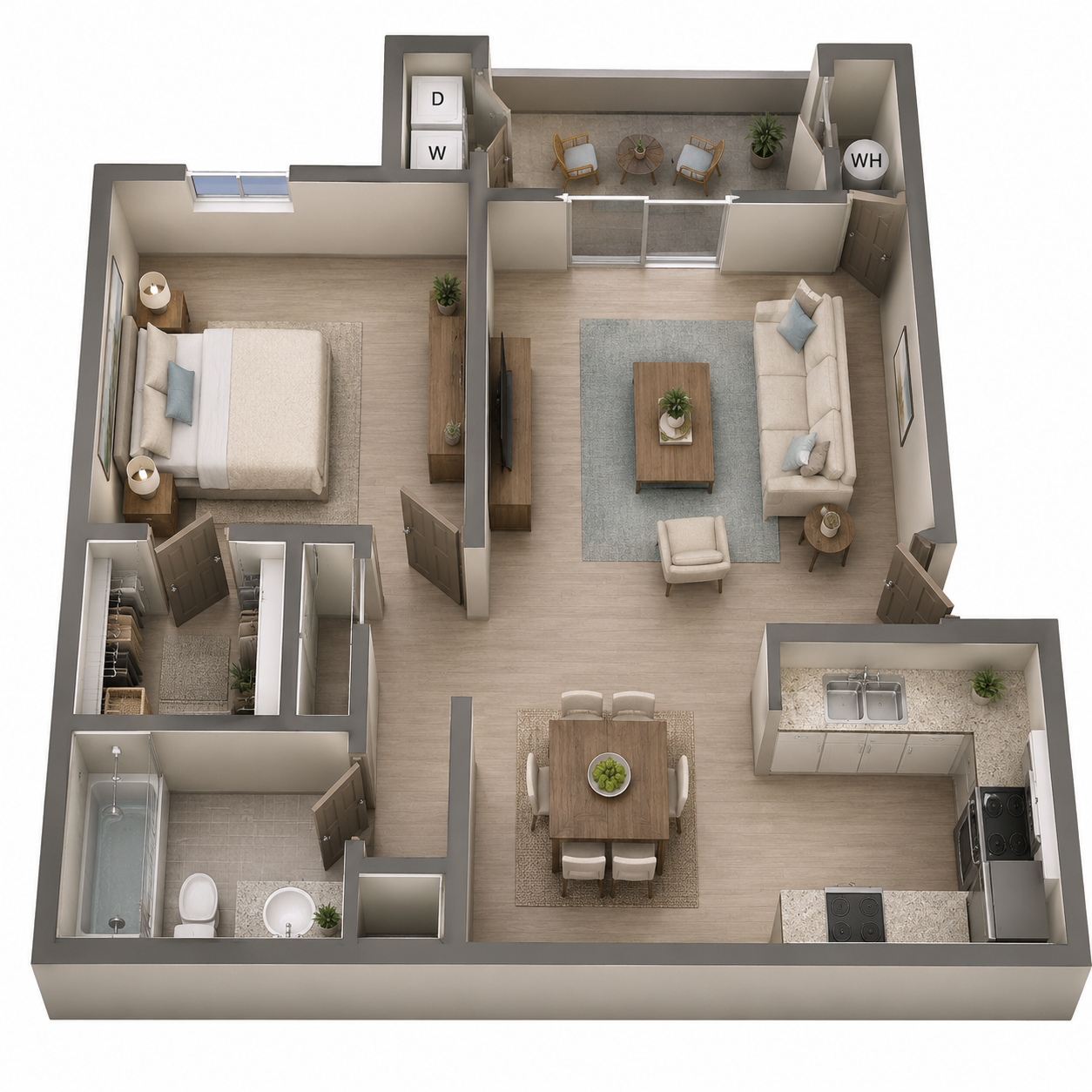 1x1 floor plan layout