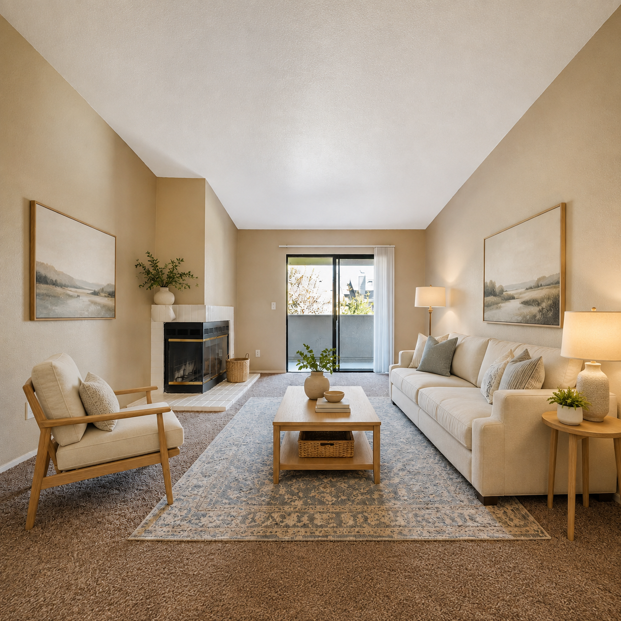 Furnished living area featuring sofa and coffee table
