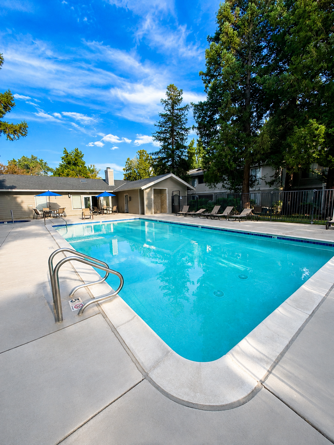 Swimming pool with lounge chairs