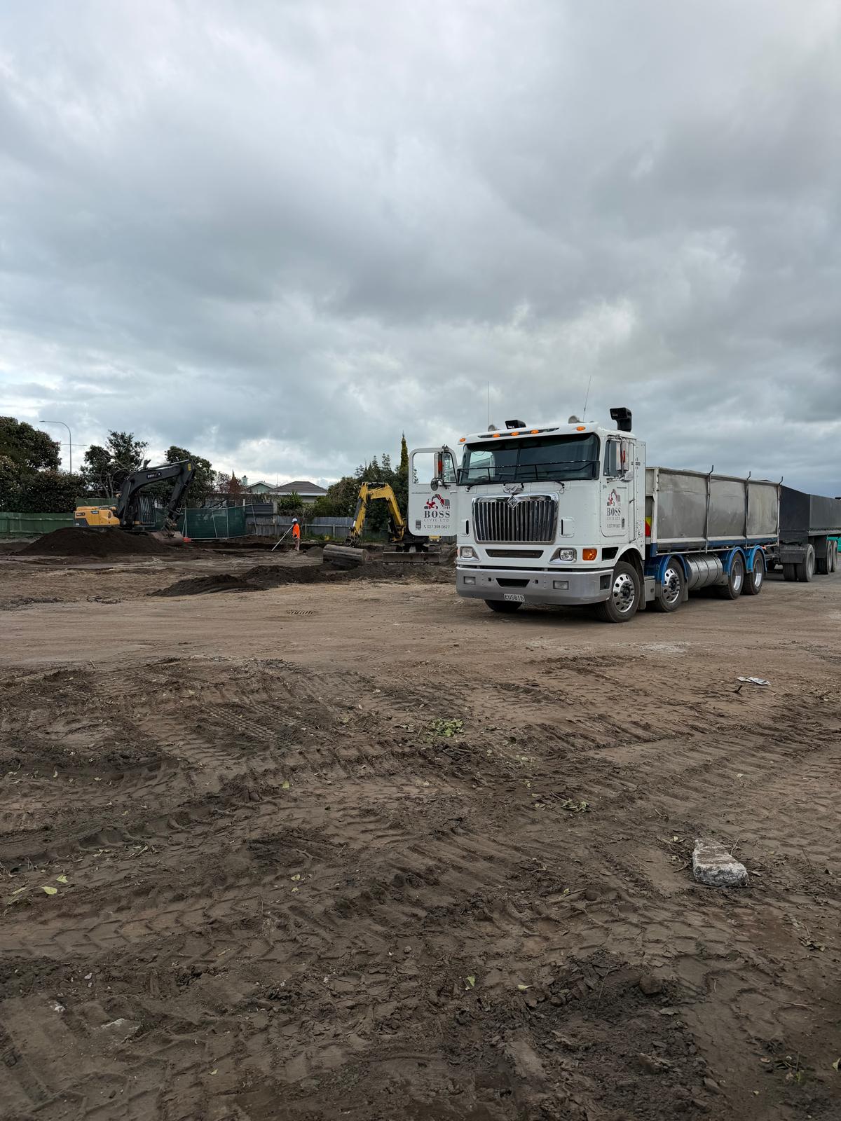 Truck delivering topsoil for a Boss Civil project in Whanganui