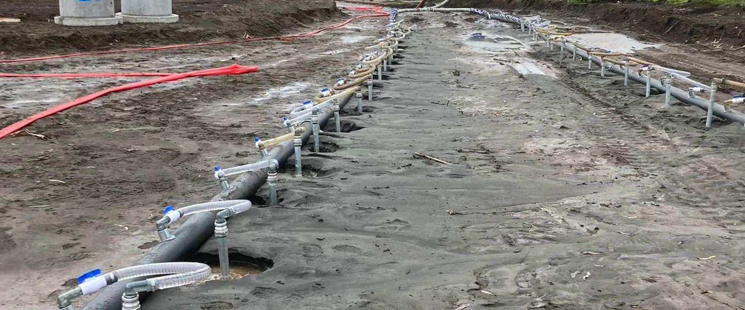 Boss Civil well pointing and dewatering system set up on a Whanganui subdivision