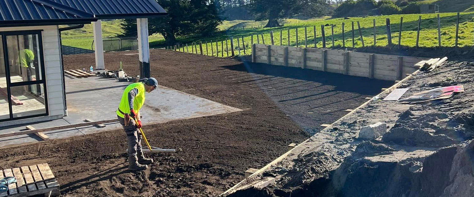 Retaining wall and landscaping built by Boss Civil in Whanganui