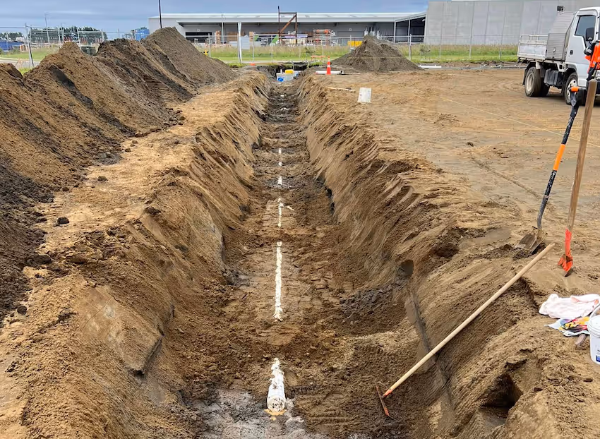 Drainage trench and pipe installation by Boss Civil in Whanganui