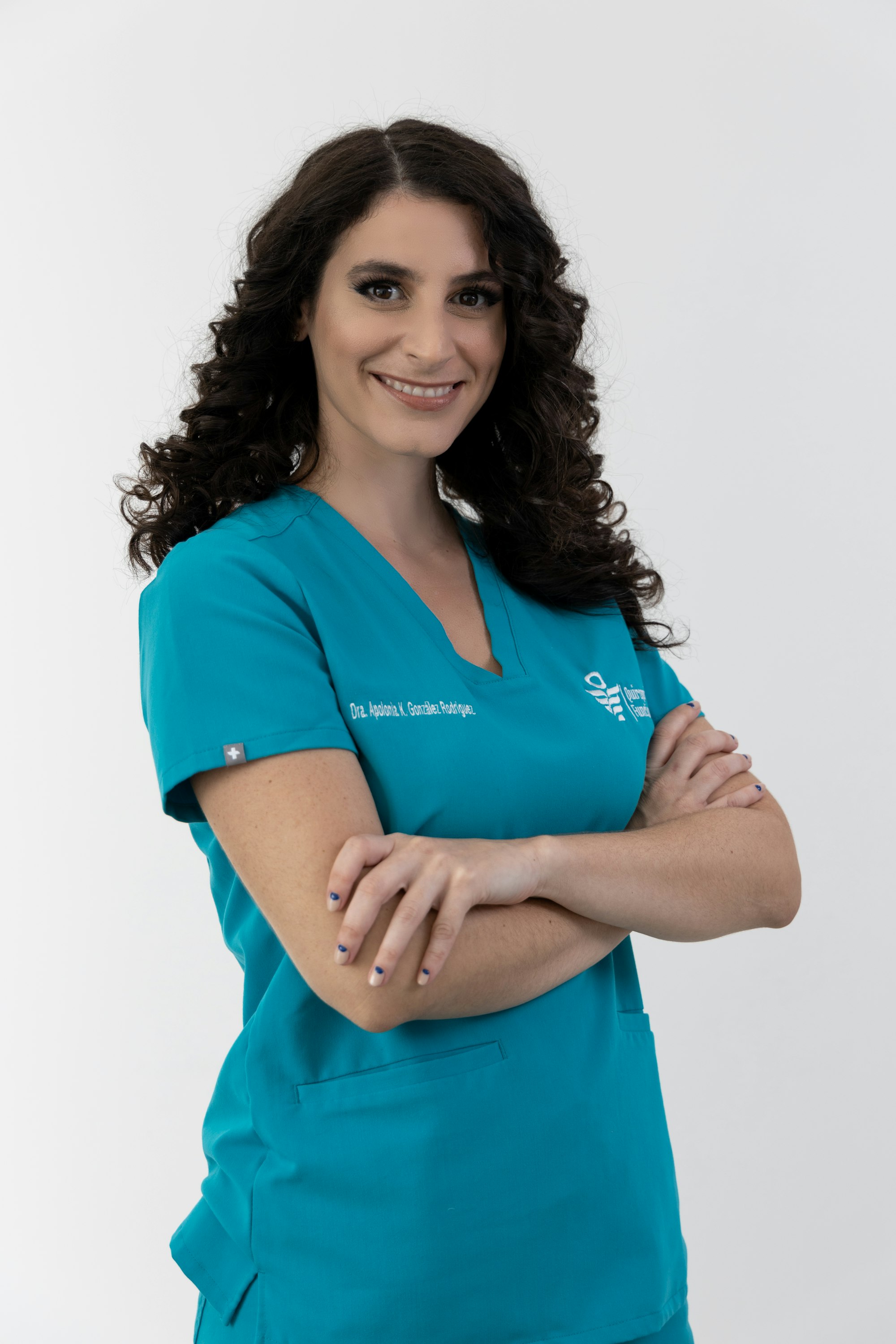 Clinician in scrubs