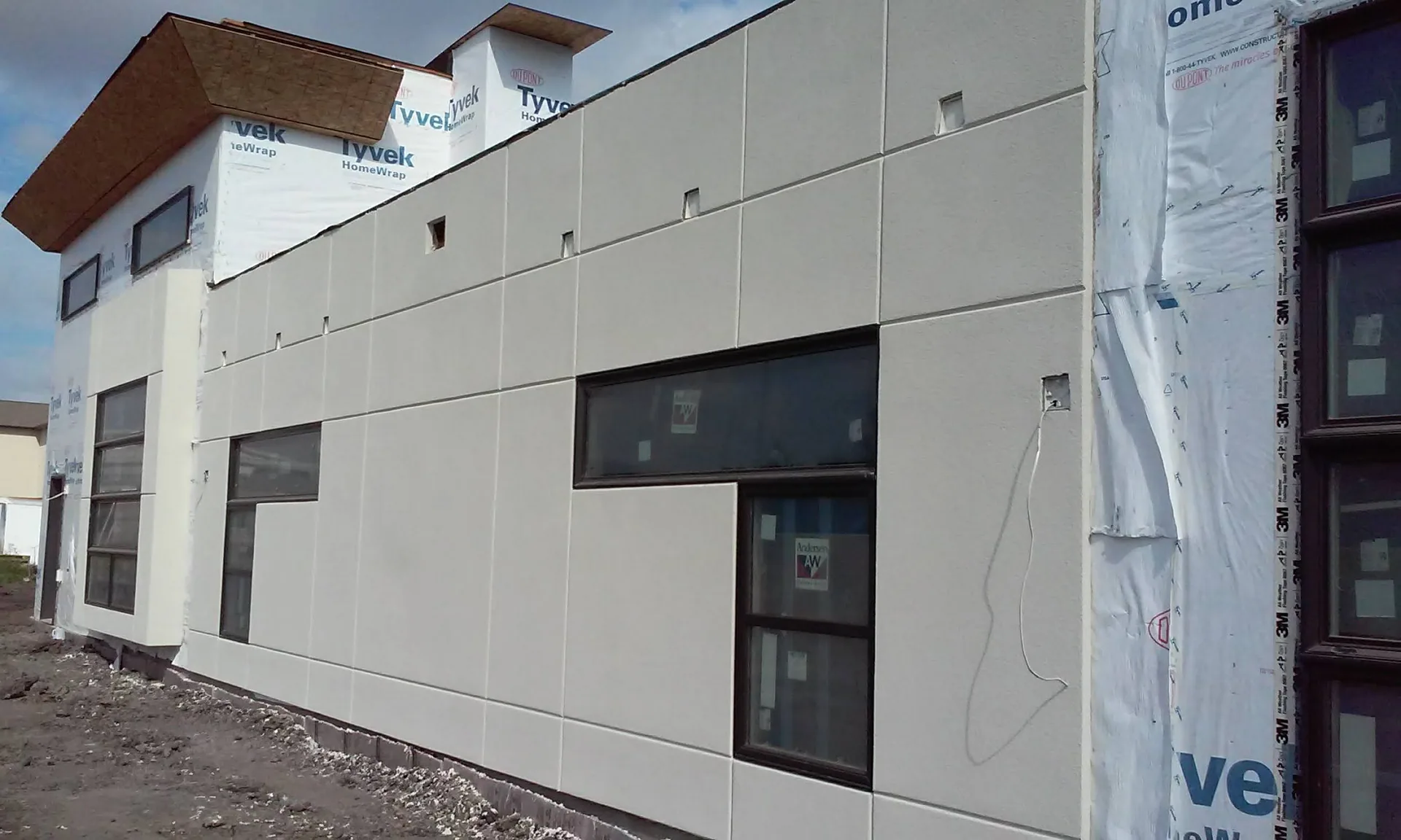 Modern building under construction.
