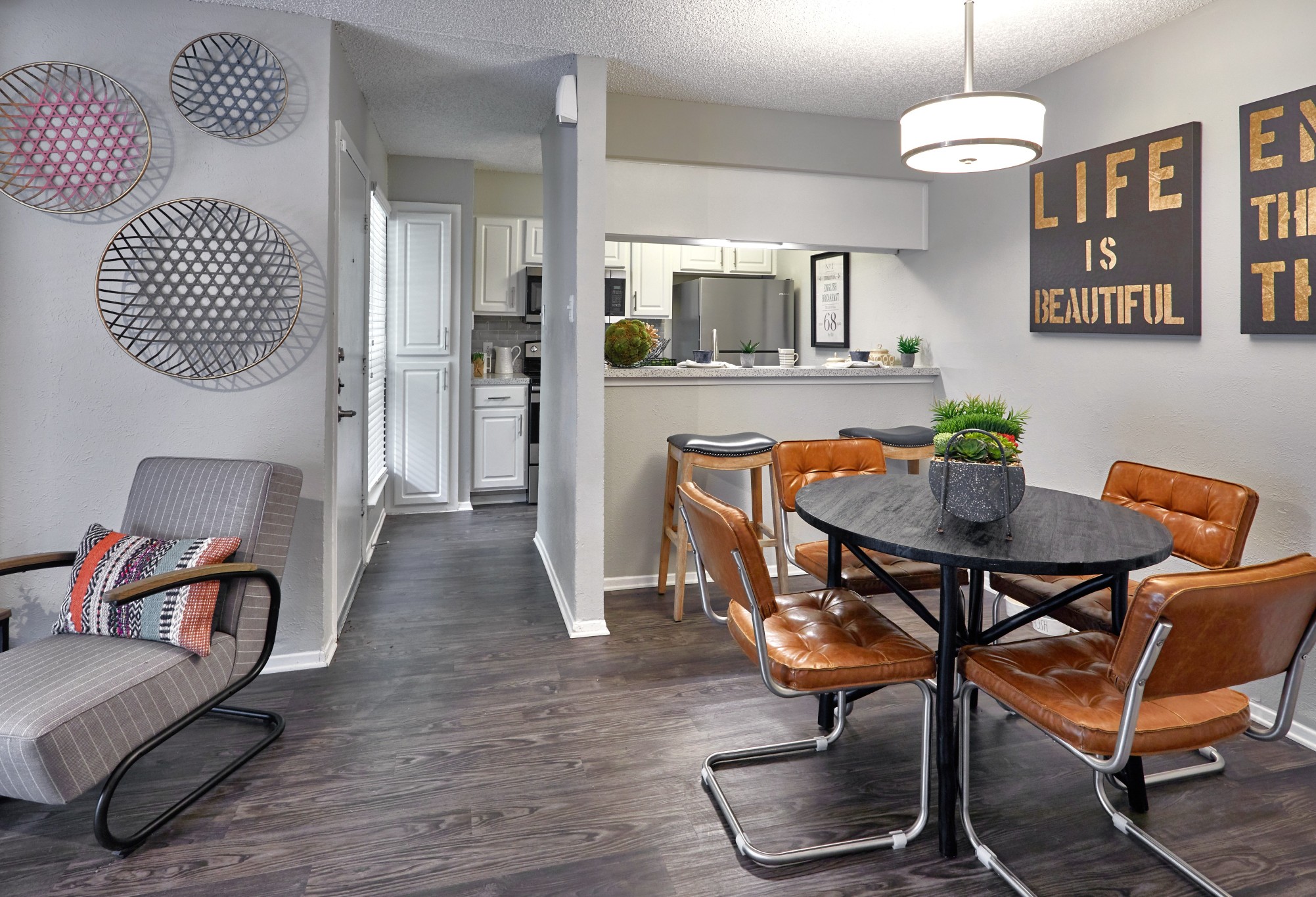 Dining Area at Jade Apartments in Addison, Texas