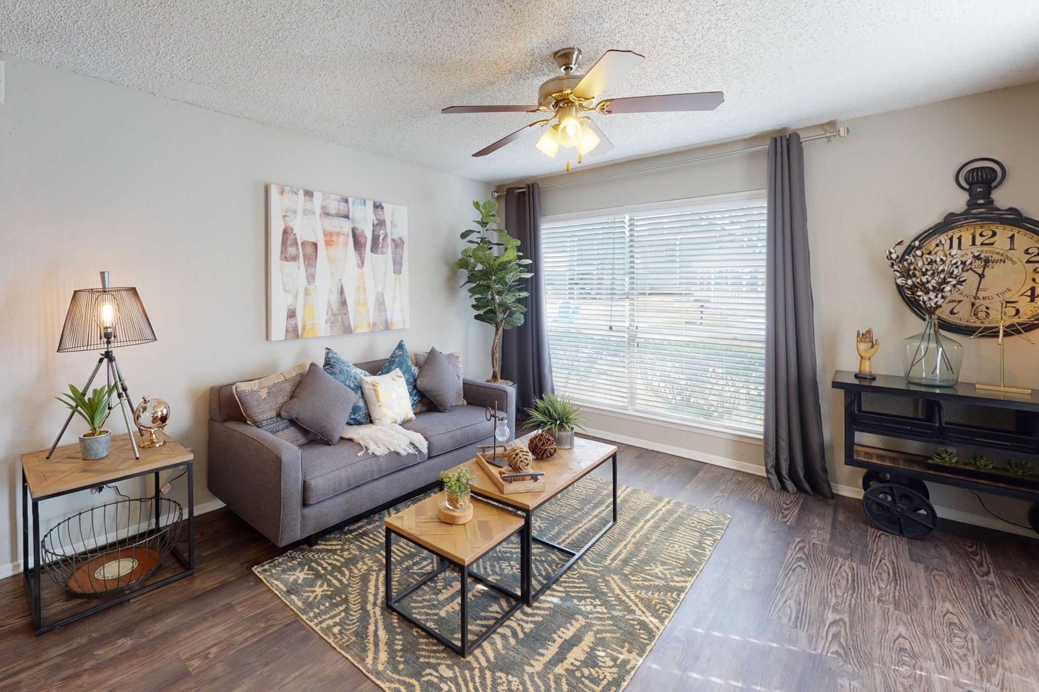 Living Room at Jade Apartments in Addison, Texas