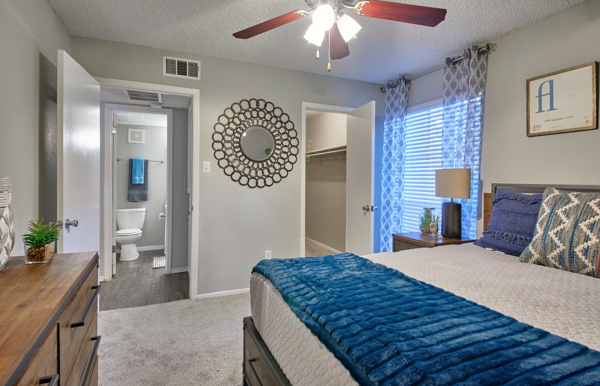 Bedroom at Jade Apartments in Addison, Texas
