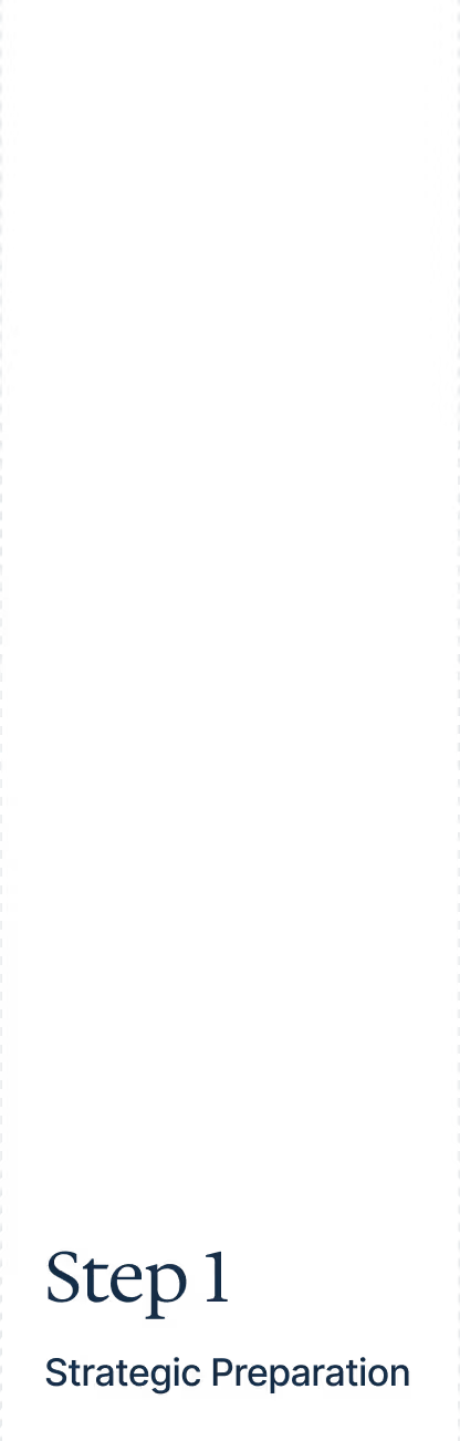Step 1 Strategic Preparation text on a plain black background.