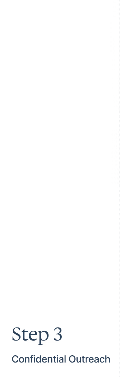 Step 3 Confidential Outreach text on a plain black background.