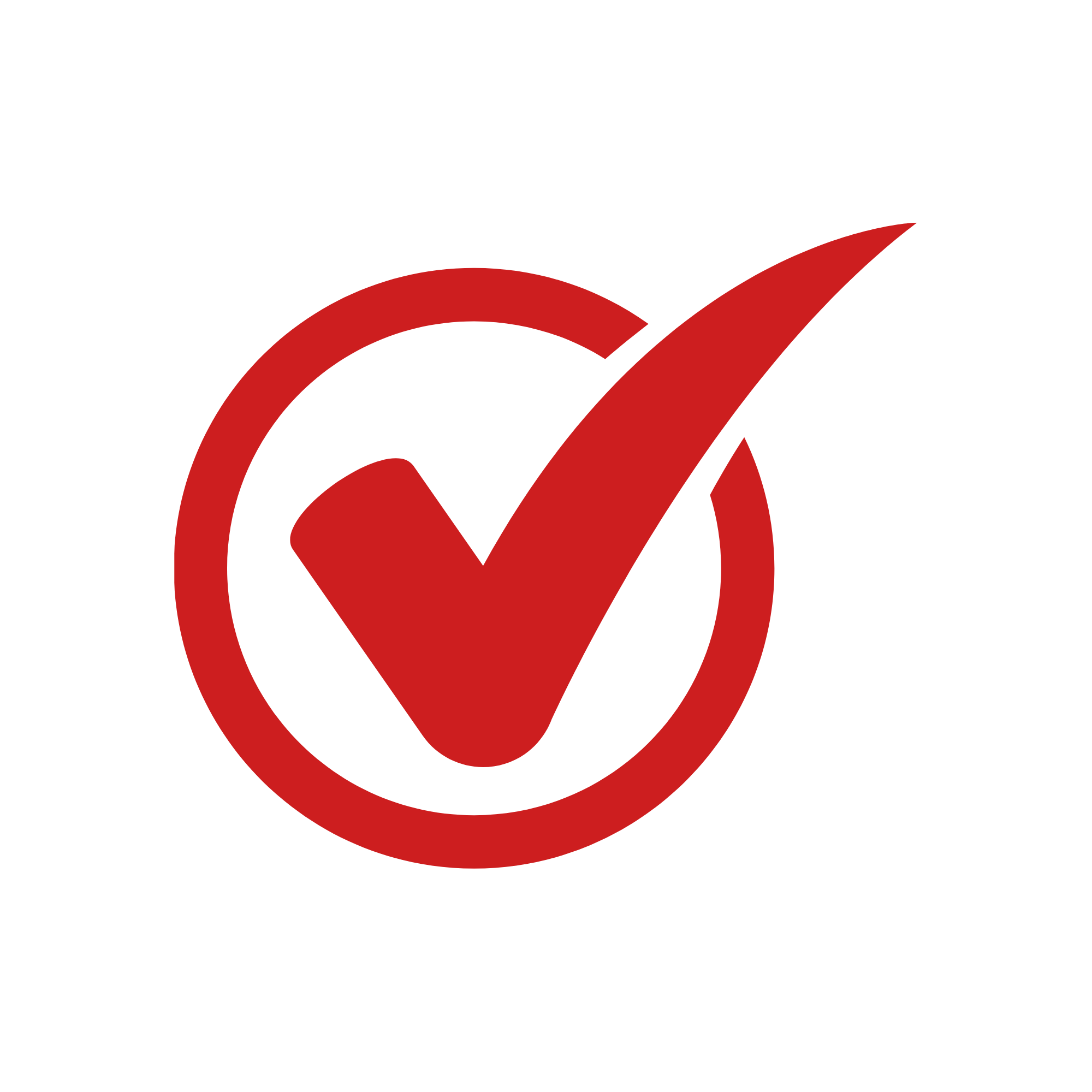 Red check mark inside a red circle on a black background symbolizing approval or correctness.