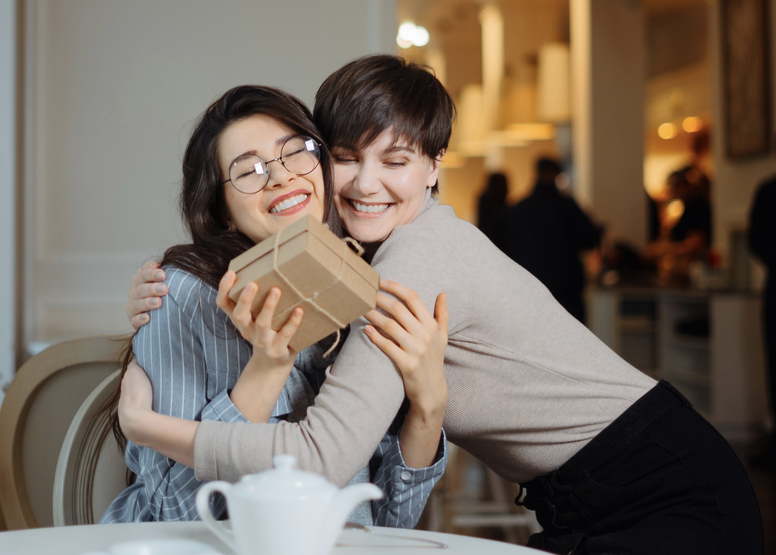 Eating at cafe stock image