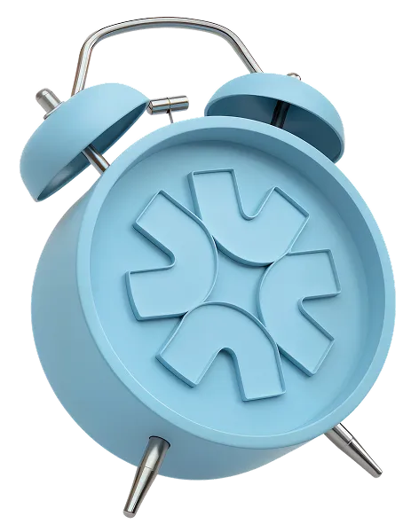 Reloj despertador azul cinético con campanas y patas metálicas