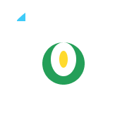 Logo con un óvalo verde y un óvalo amarillo en el centro sobre fondo blanco.