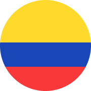 Bandera redonda de Colombia con franjas amarilla, azul y roja horizontalmente.