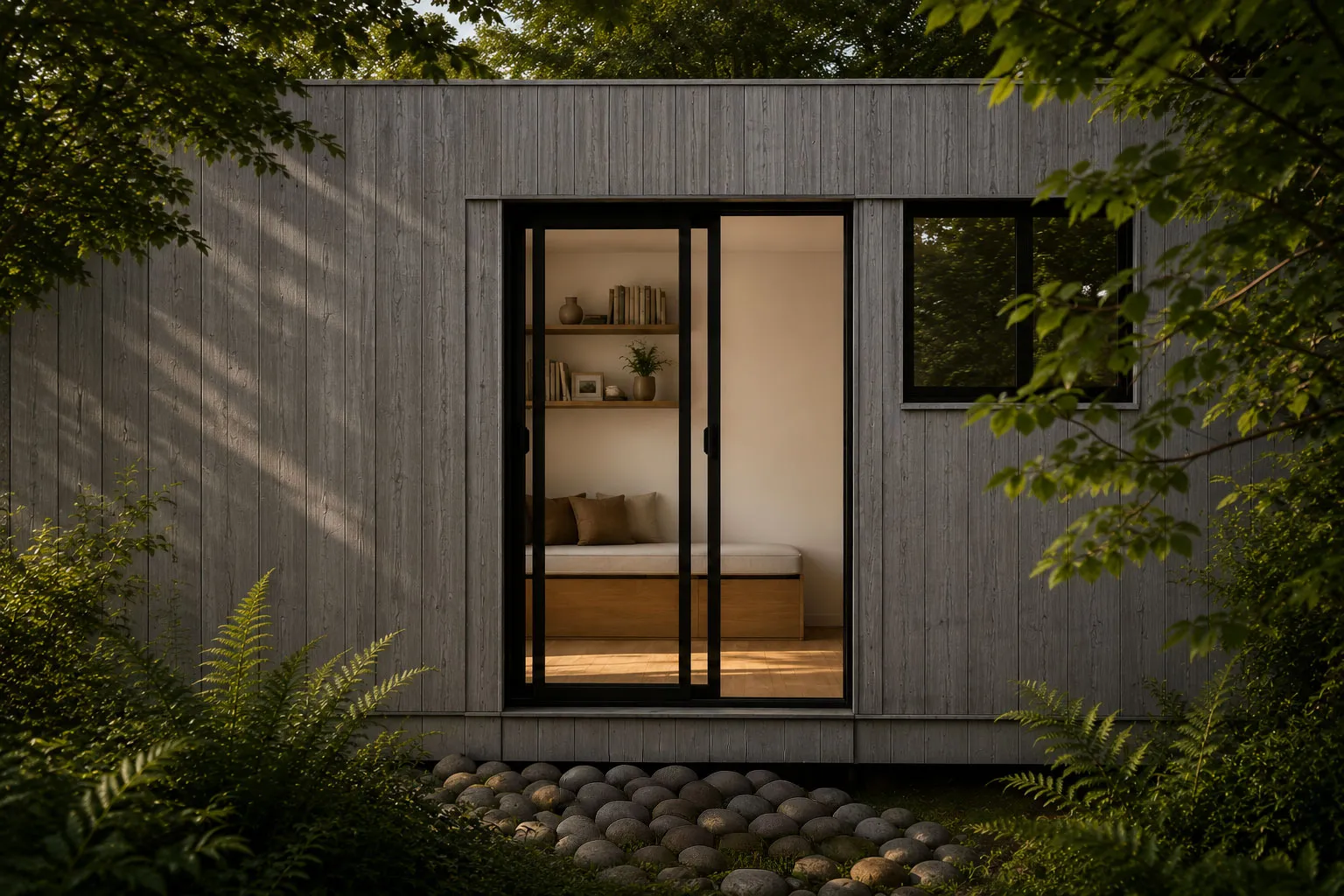 Colección Standalone de Caos Modular Homes.
Casas modulares prefabricadas, fachada de madera termotratada lunawood gris.
"Habitar Distinto"