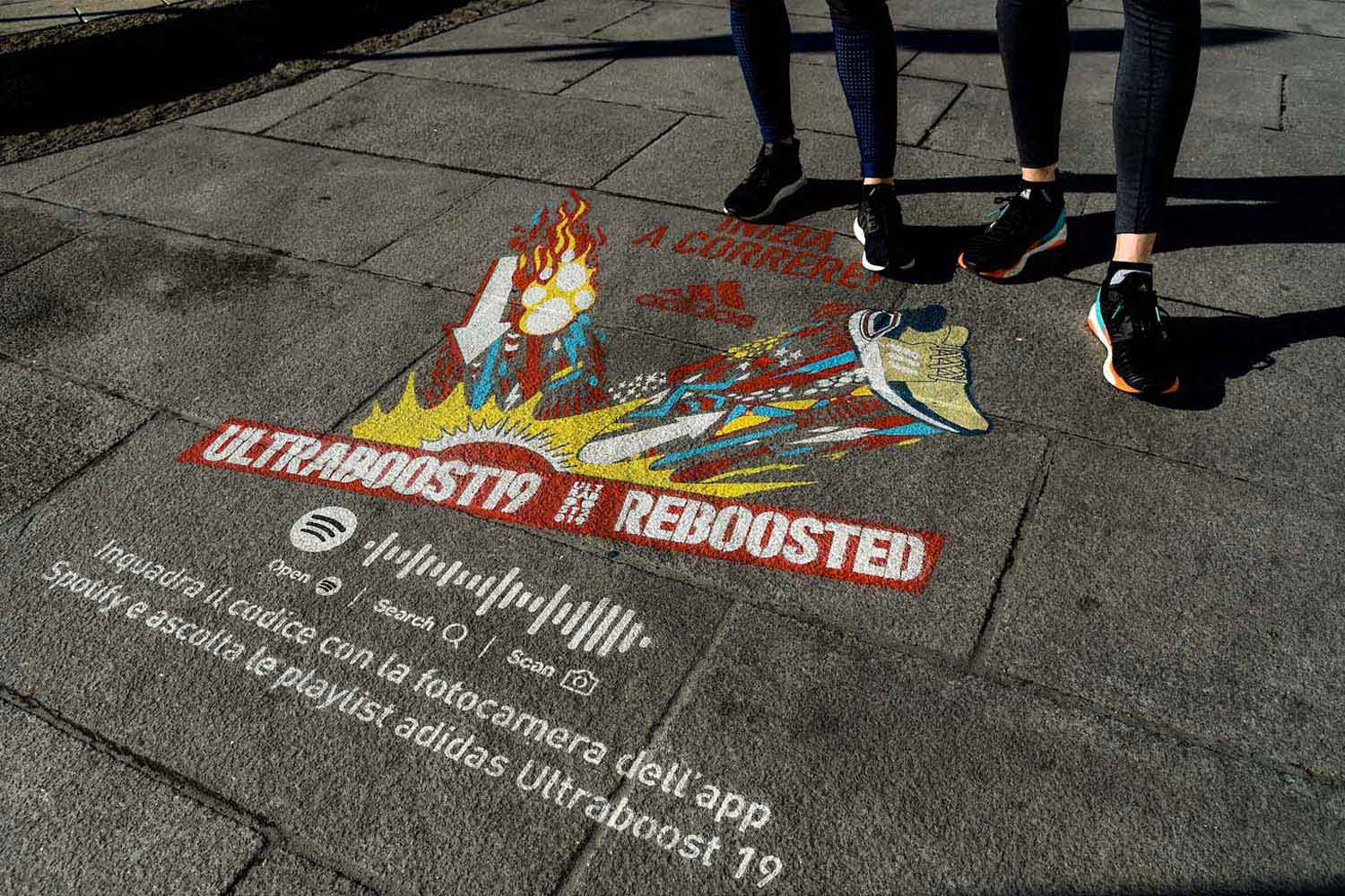 green graffiti advertising adidas ultraboost