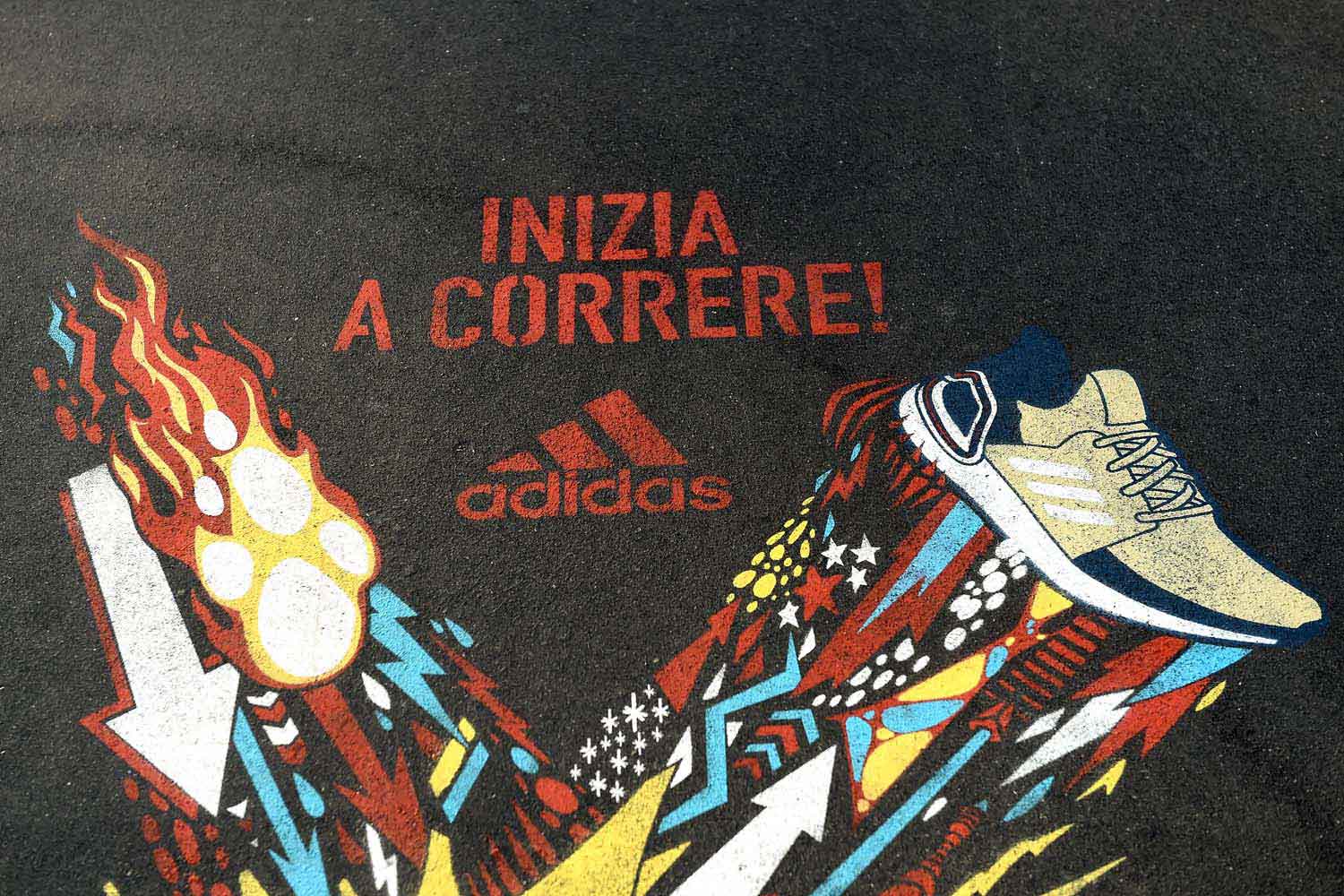 green graffiti advertising adidas ultraboost