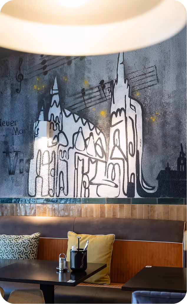 Innenansicht des Restaurants Schnitzel One am Neuer Markt Wien