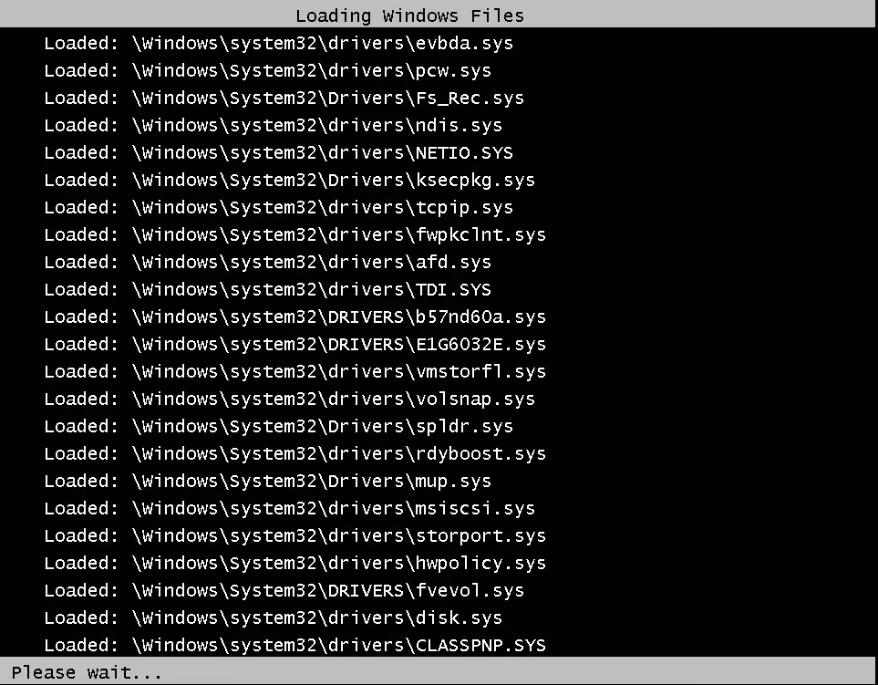 Screenshot of the boot output into Safe Mode from iSCSI (2/2).