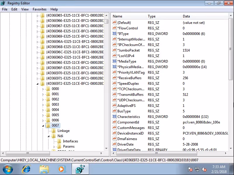 Class entry of a running Windows instance