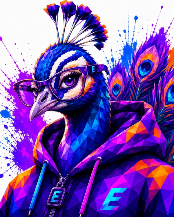 Donna Linga illustrated as a peacock