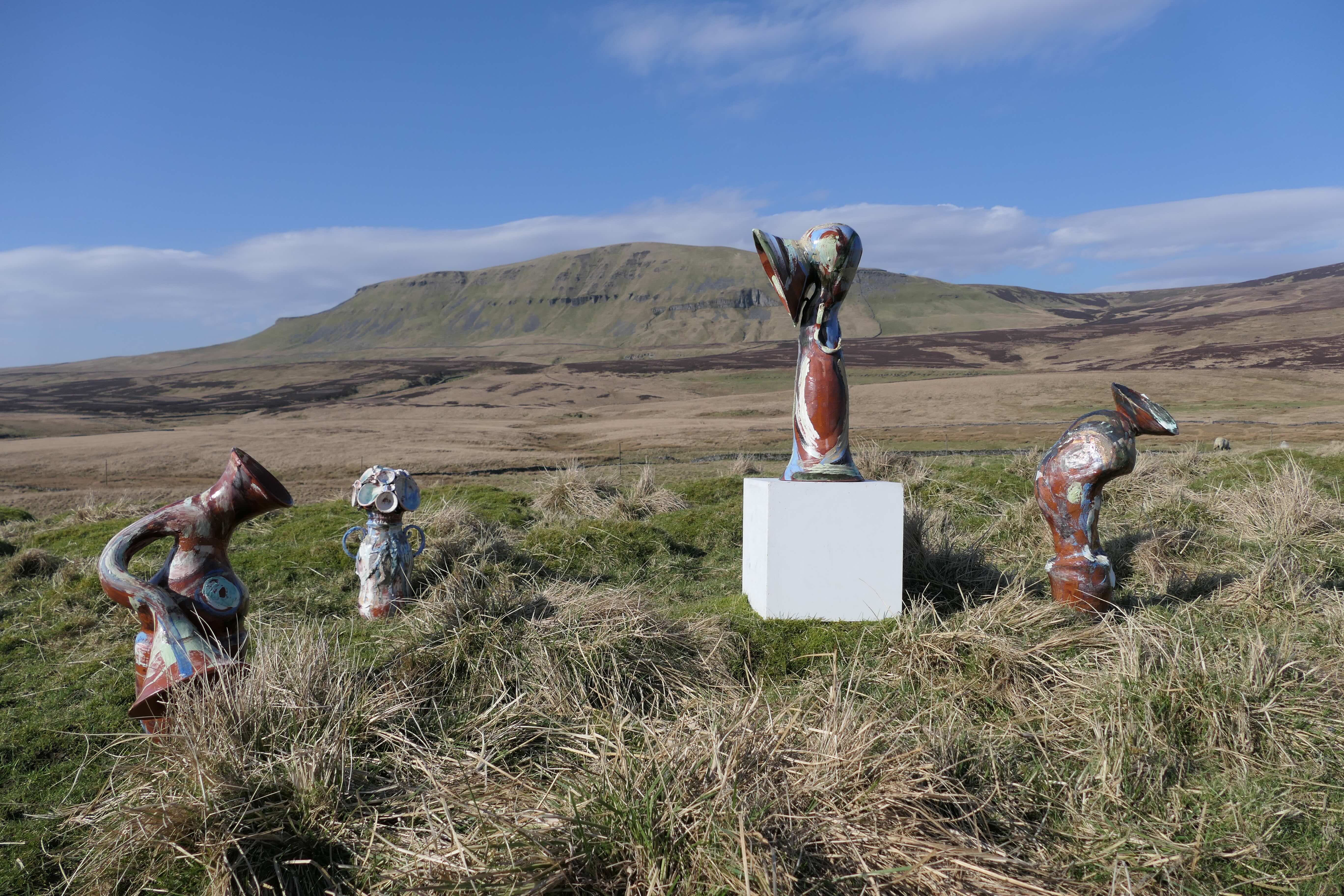 Earth Tones ceramic sculptures in the Yorkshire landscape