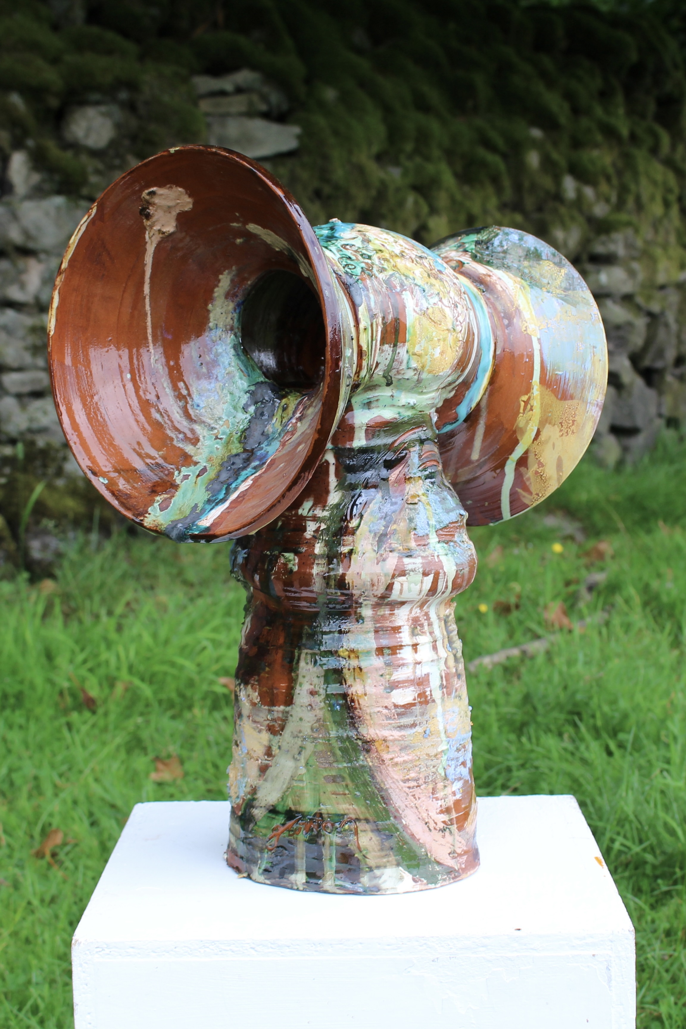 Detail of Trumpet ceramic sculpture