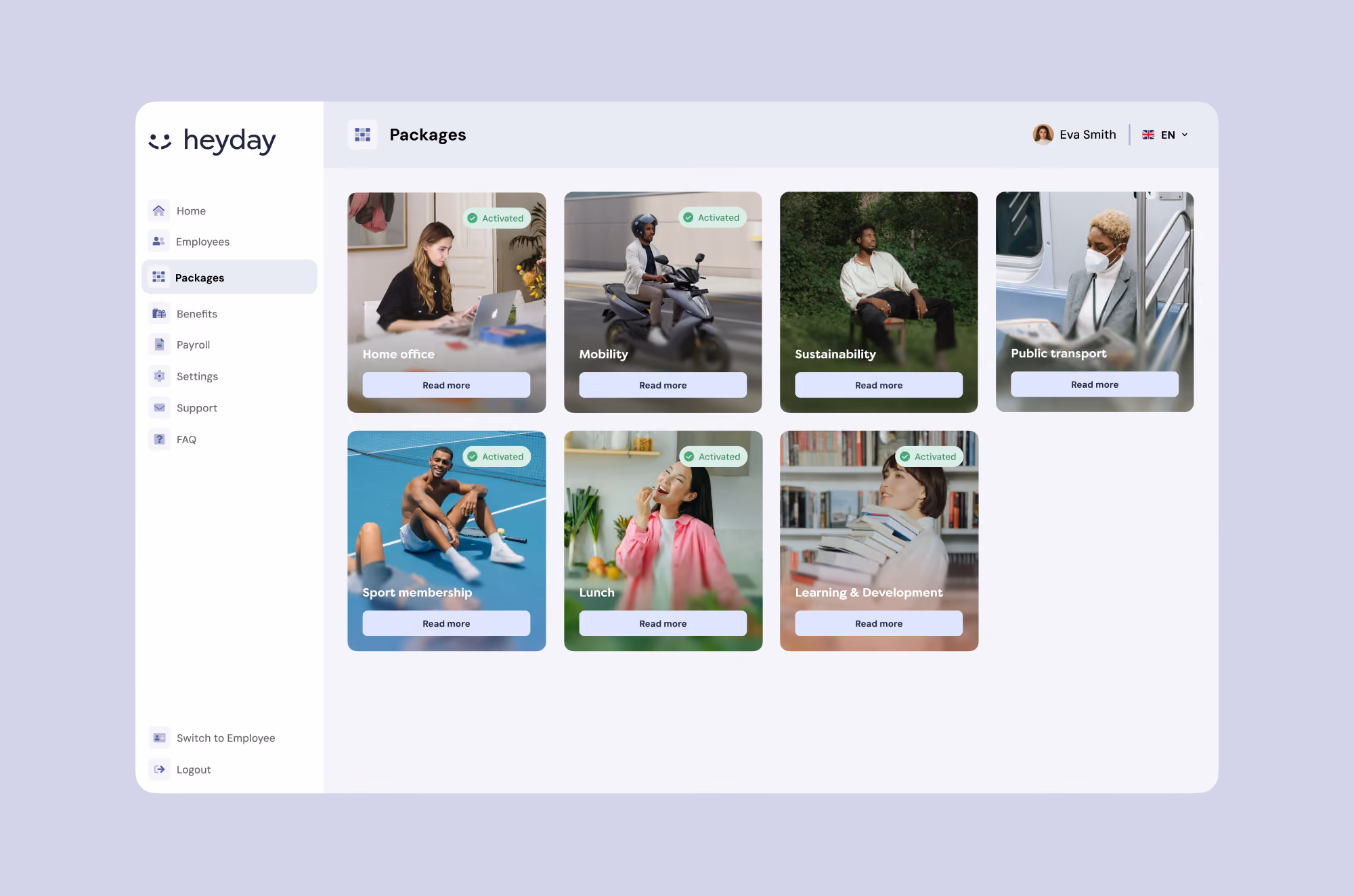 a mockup of heyday platform