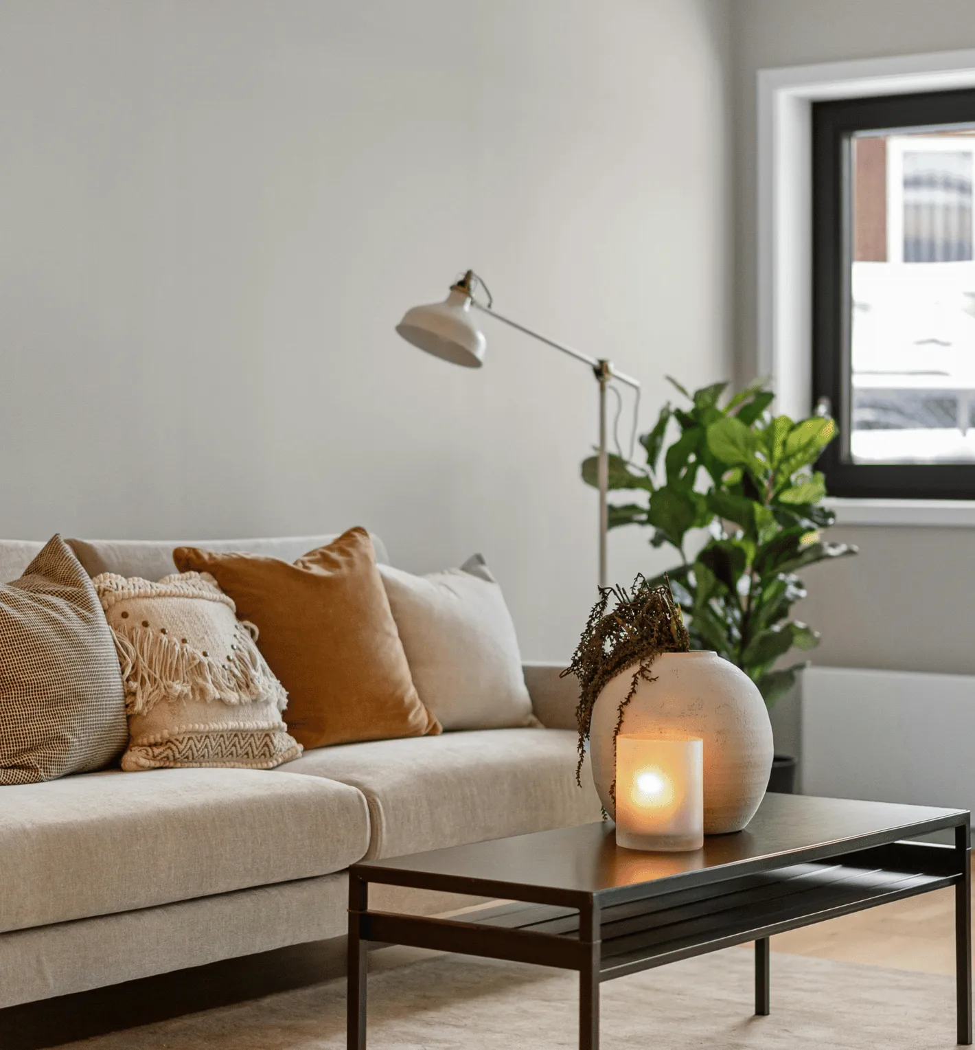 Modern eingerichteter Wohnraum nach Innenausbau in Hamburg