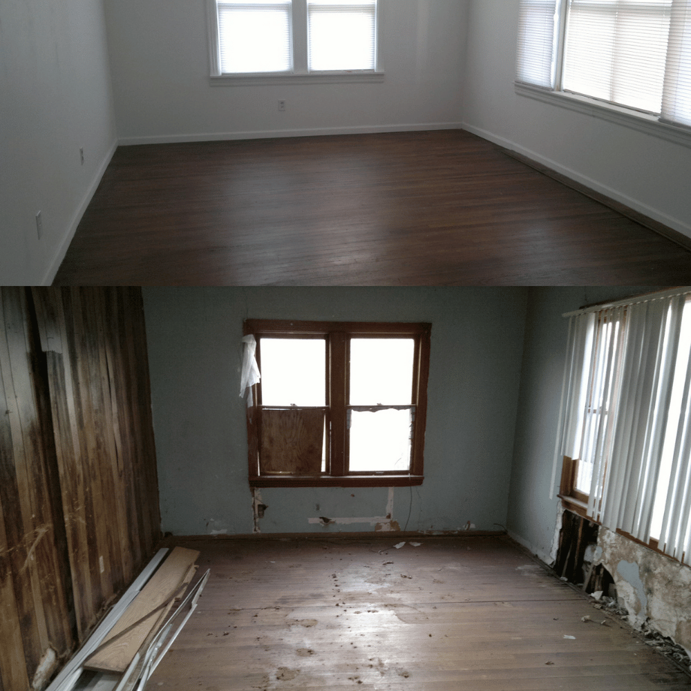 Dachgeschoss während Renovierung mit Holzboden in Hamburg